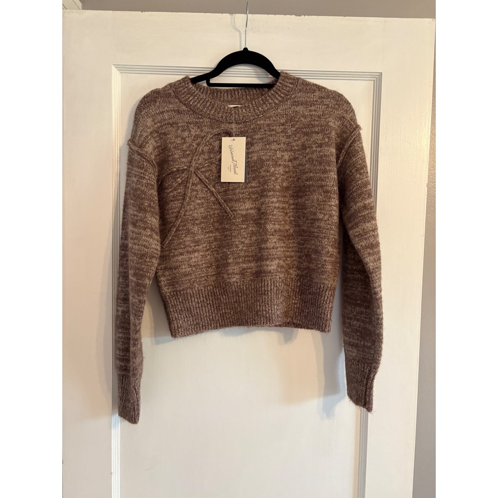 NWT Universal Threads Brown Bow Crewneck Sweater Size XS
